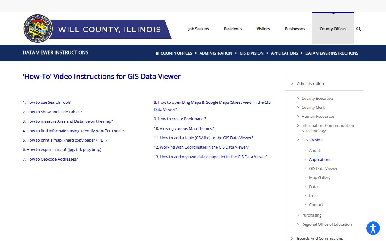 Will County GIS instructions for identifying, buffering, and measuring parcels near Joliet neighbors
