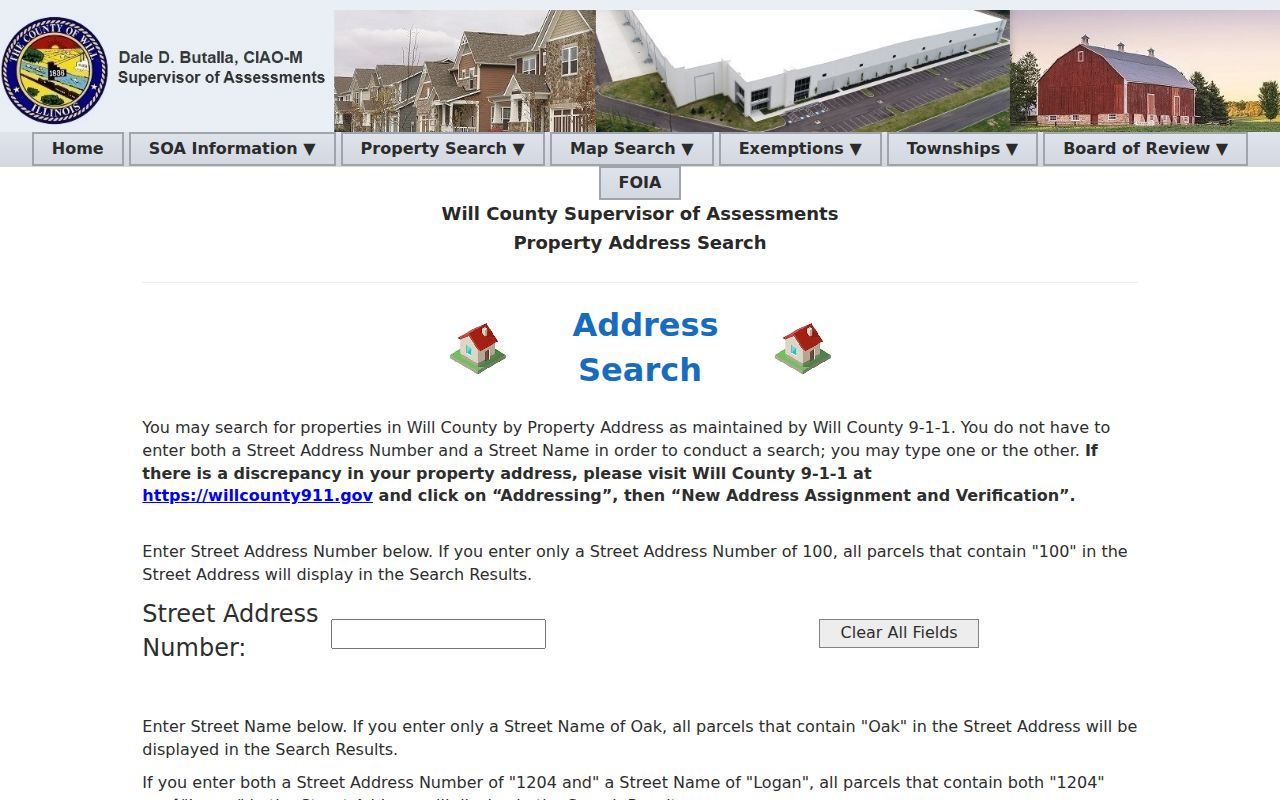 Joliet street directory Will County assessor address search