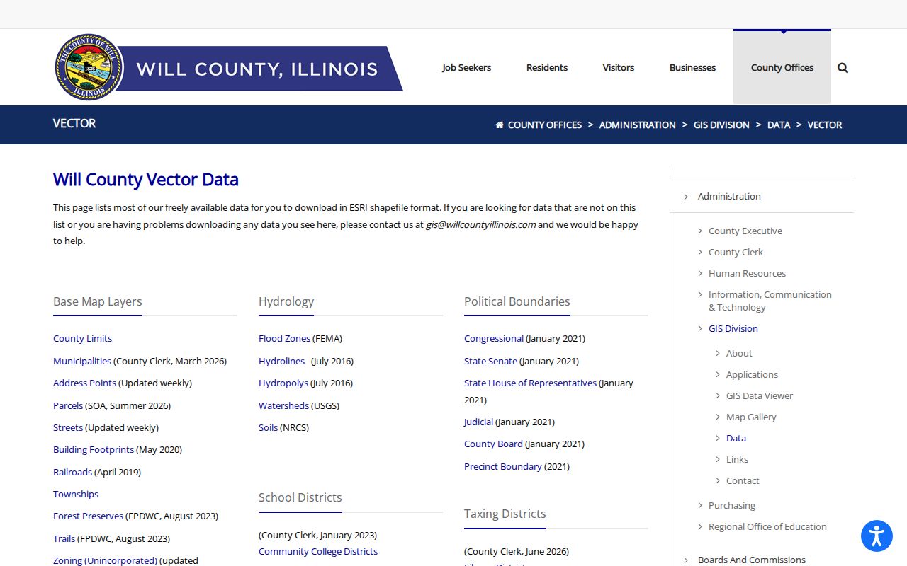 Joliet street directory Will County GIS street data